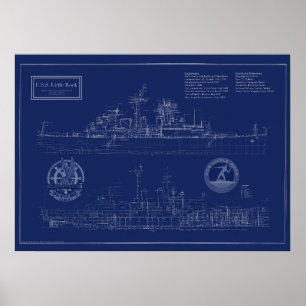 Affiche Plan de l'USS Little Rock CLG-4 Croiseur