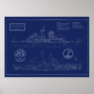 Affiche Plan de l'USS Little Rock CLG-4 Croiseur
