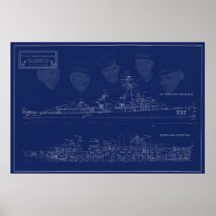 Affiche Plan de l'USS The Sullivans avec frères