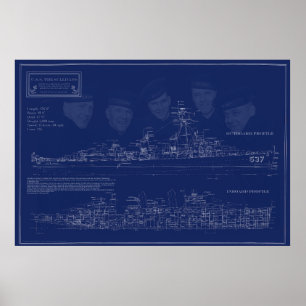 Affiche Plan de l'USS The Sullivans DD-537