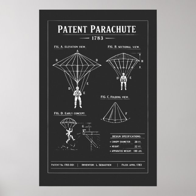 Affiche Plan de parachute breveté (Devant)