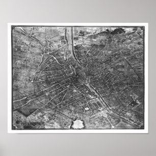 Affiche Plan de Paris, connu sous le nom de Plan de Turgot