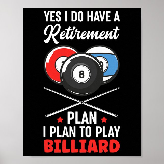 Affiche Plan de retraite Billiards Billiard Snooker Ball (Devant)