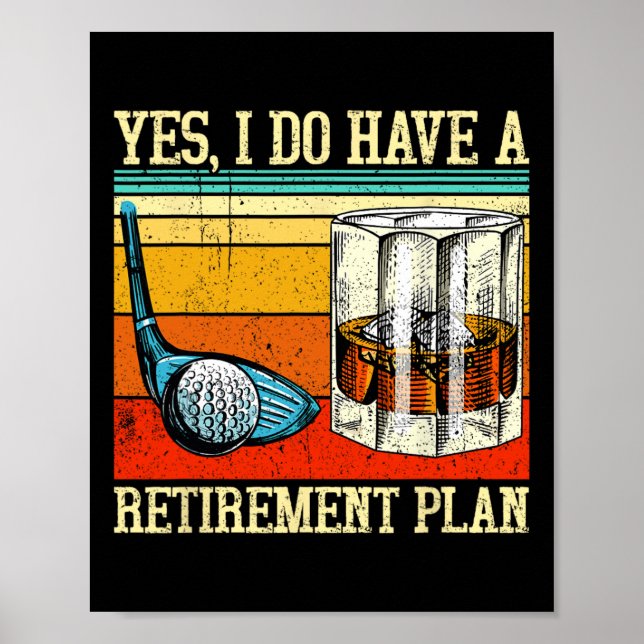Affiche Plan de retraite Golf Bourbon Retraité Drôle Retra (Devant)