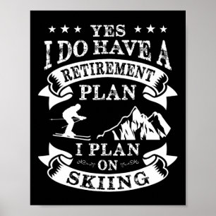 Affiche Plan de retraite sur le ski Pension de ski vintage