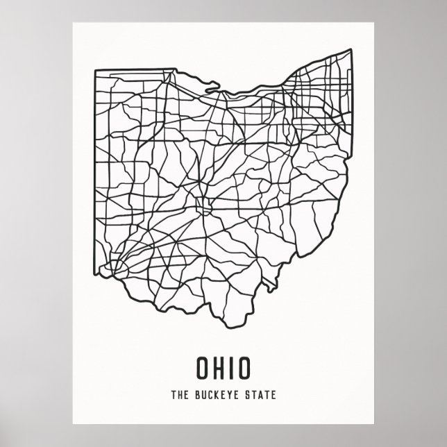 Affiche Plan de route de l'État des États-Unis de l'Ohio - (Devant)