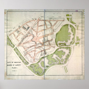 Affiche Plan de rue proposé pour West Fenway, Boston MA