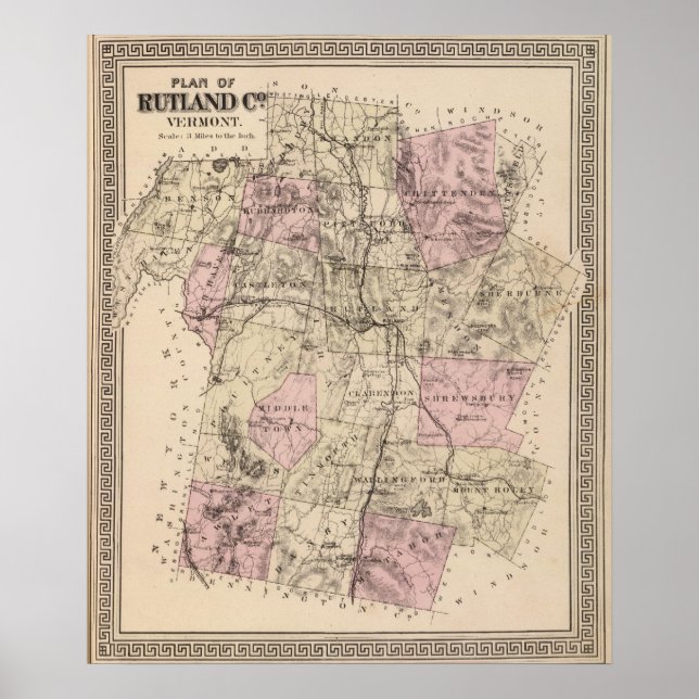 Affiche Plan de Rutland Vermont (Devant)