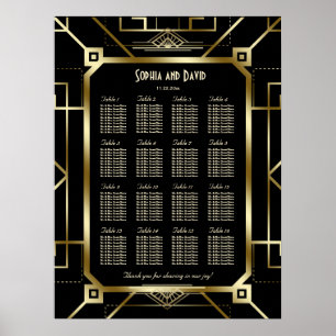 Affiche Plan de salle de luxe noir et or