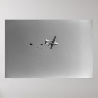 Affiche Plan de saut de parachutistes noir et blanc 1968