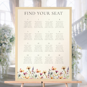 Affiche Plan de siège du Mariage Fleur sauvage Floral Boho