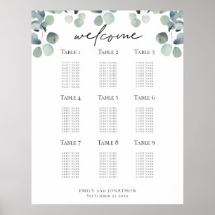 Affiche Plan de siège Eucalyptus Mariage - Carte d'accueil