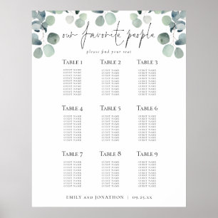 Affiche Plan de siège Eucalyptus Mariages Favoris Personne