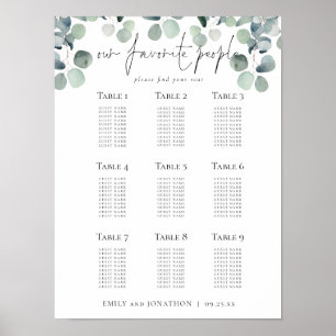 Affiche Plan de siège Eucalyptus Mariages Favoris Personne