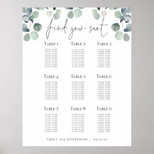 Affiche Plan de siège Eucalyptus Trouvez votre Mariage de 