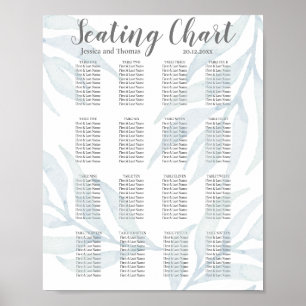 Affiche Plan de siège Mariage en feuillage bleu rustique