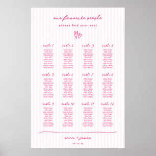 Affiche Plan de siège Mariage rose lunatique