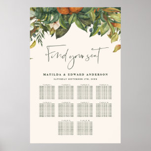 Affiche Plan de sièges à fleurs pour mariage à agrumes ora