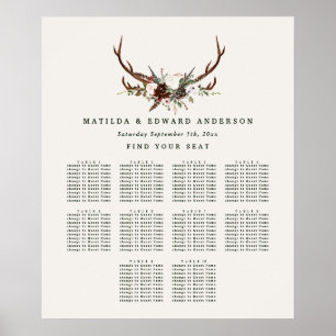 Affiche Plan de sièges botanique fleuri rustique mariage