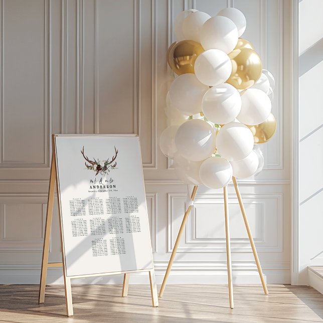 Affiche Plan de sièges botanique floral rustique mariage p (Créateur téléchargé)