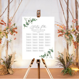 Affiche Plan de sièges botaniques Eucalyptus Mariage Budge