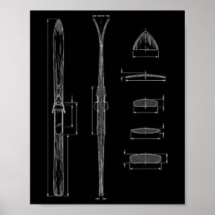 Affiche Plan de ski vintage Diagramme de ski rétro