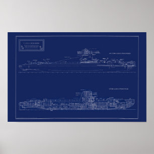Affiche Plan de sous-marin U.S.S. Croaker
