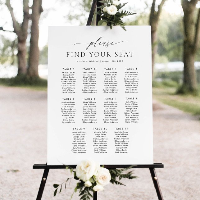 Affiche Plan de table 11 tables SVP Trouvez votre siège (Créateur téléchargé)
