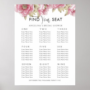 Affiche Plan de table 9 tables Baby Shower