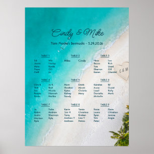 Affiche Plan de table à monogramme pour mariage sur une pl