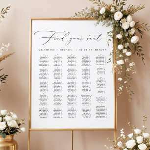 Affiche Plan de table alphabétique de mariage à calligraph