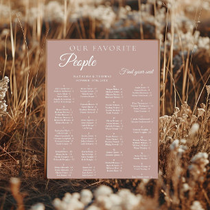 Affiche Plan de table alphabétique de mariage Dusty Rose