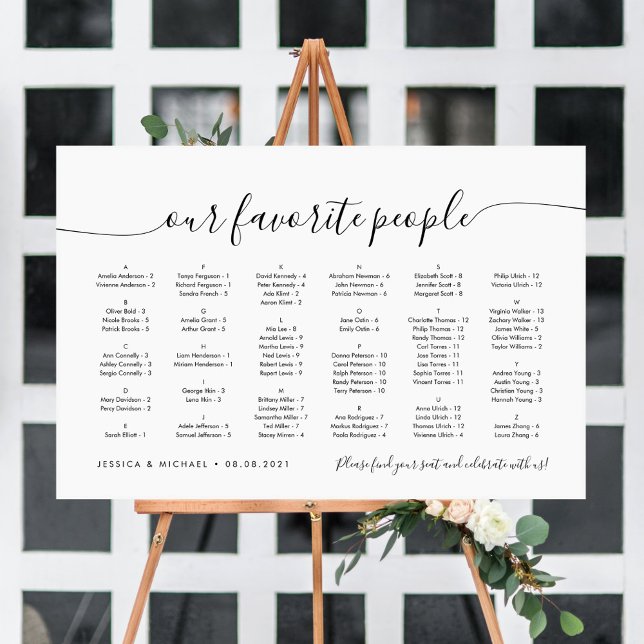 Affiche Plan de table alphabétique de nos personnes préfér (Créateur téléchargé)
