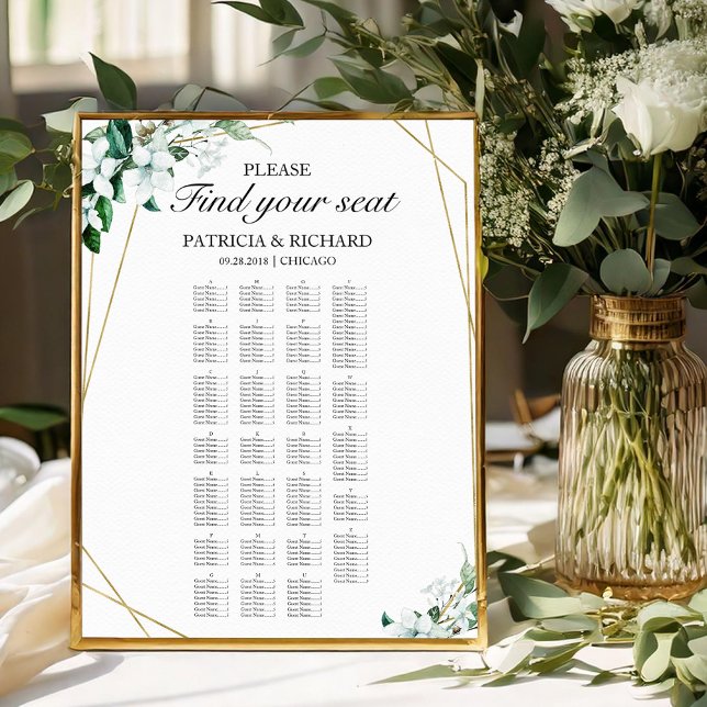 Affiche Plan de table alphabétique en verdure géométrique (Créateur téléchargé)