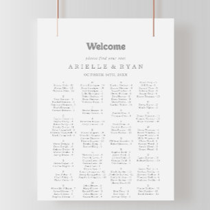Affiche Plan de table alphabétique minimal élégant formel