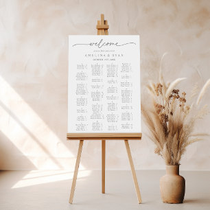 Affiche Plan de table alphabétique minimaliste gris atténu