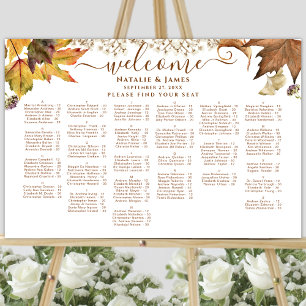 Affiche Plan de table alphabétique pour un mariage rustiqu
