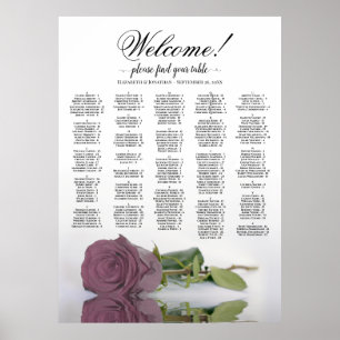 Affiche Plan de table alphabétique Rose Poussiéreuse Éléga