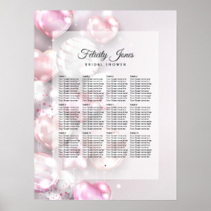 Affiche Plan de table avec ballons rose et or rose