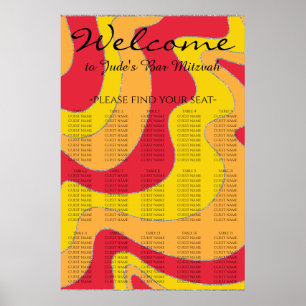 Affiche Plan de table Bar et Bat Mitzvah Vagues Argentées