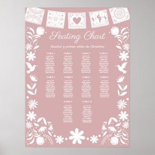 Affiche Plan de table BAUTIZO Rose Cielito Lindo