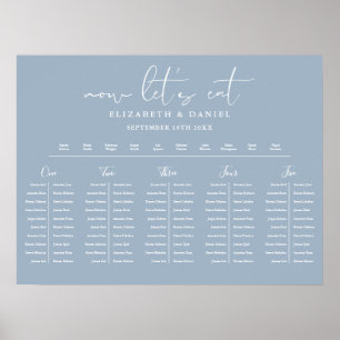 Affiche Plan de table bleu poussiéreux pour mariage avec d