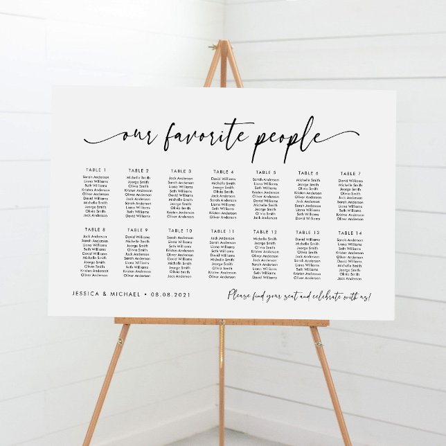 Affiche Plan de table de 14 tables pour nos personnes préf (Créateur téléchargé)