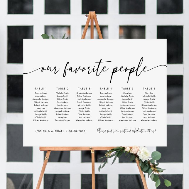 Affiche Plan de table de 6 tables pour nos personnes préfé (Créateur téléchargé)