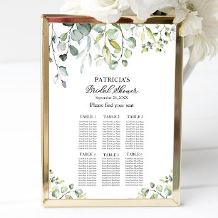 Affiche Plan de table de Baby Shower avec Eucalyptus et ve