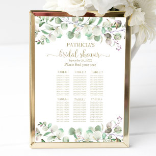 Affiche Plan de table de Baby Shower avec Eucalyptus verdo