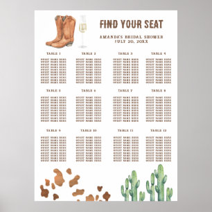 Affiche Plan de table de Baby Shower Boots and Bubbly