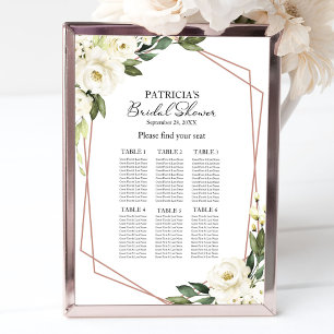 Affiche Plan de table de Baby Shower Géométrique avec Verd