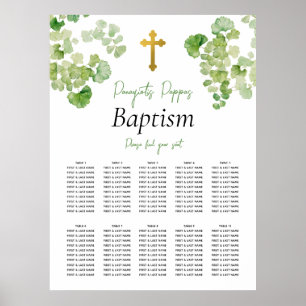 Affiche Plan de table de baptême de verdure