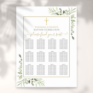 Affiche Plan de table de baptême ou de christening avec fe